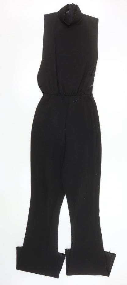 PrettyLittleThing Women Black Sleeveless High Neck Jumpsuit UK 8 Polyester Blend