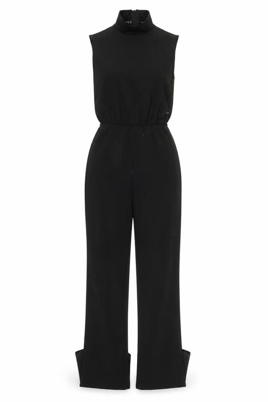 PrettyLittleThing Women Black Sleeveless High Neck Jumpsuit UK 8 Polyester Blend
