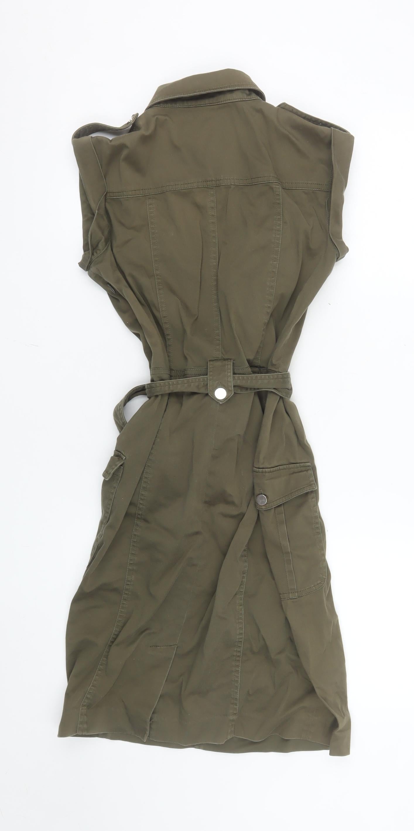 Calvin Klein Women’s Green Shirt Dress Size 8 Belted Sleeveless Casual