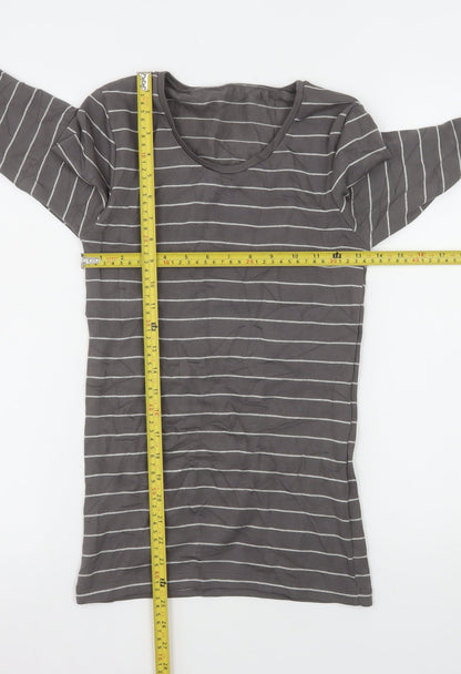 Marks and Spencer Women’s Grey Striped Long Sleeve Heatgen Top Size 10