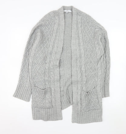 Next Women’s Grey Cable Knit Open Cardigan Medium Wool Blend