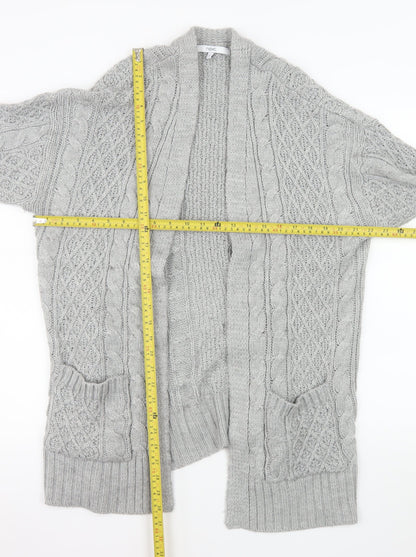 Next Women’s Grey Cable Knit Open Cardigan Medium Wool Blend