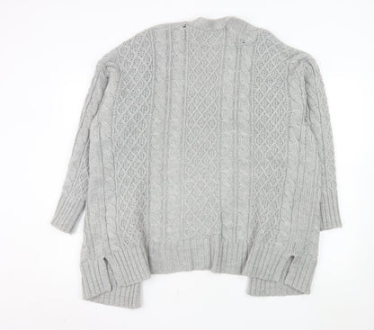 Next Women’s Grey Cable Knit Open Cardigan Medium Wool Blend