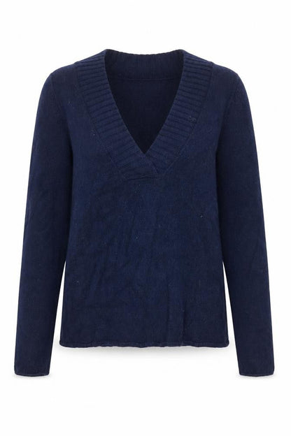Gap Womens Navy V-Neck Long Sleeve Wool Blend Jumper Size M