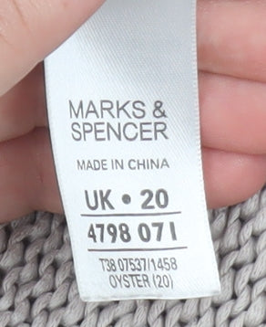 Marks and Spencer Women Beige Size 20 Chunky Knit Open Cardigan