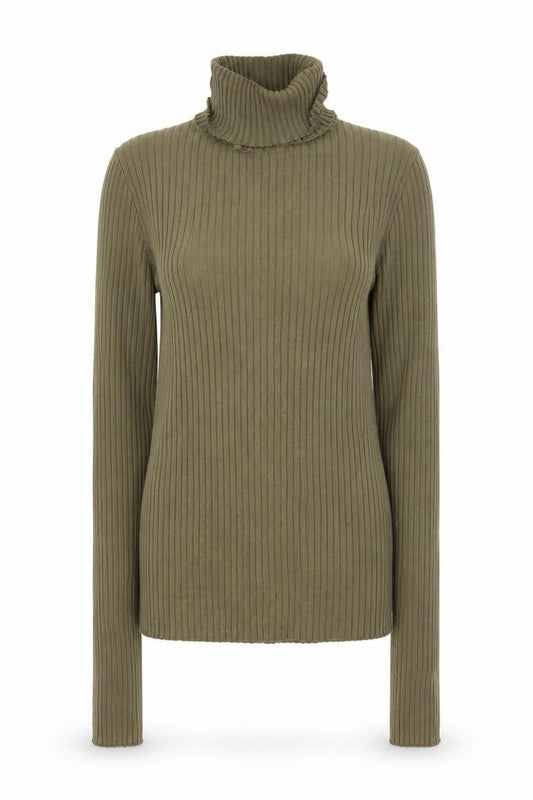Bershka Womens Khaki Ribbed Roll Neck Long Sleeve Jumper M