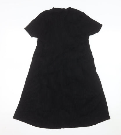 Zara Women Black Knit Short Sleeve T-Shirt Dress Size S