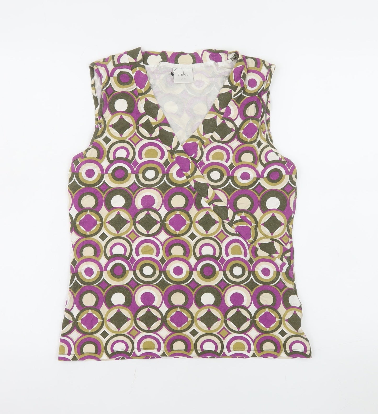 Next Women’s Multicoloured Geo Print Sleeveless Wrap Blouse UK 16
