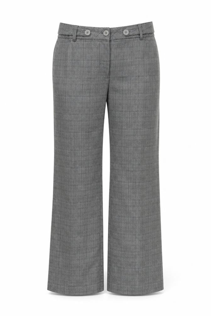 Red Herring Women's Grey Check Straight Leg Trousers Size 12