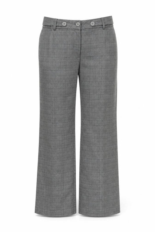 Red Herring Women's Grey Check Straight Leg Trousers Size 12