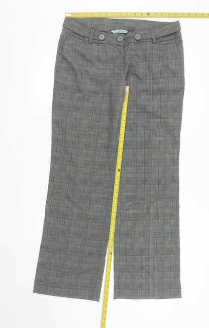 Red Herring Women's Grey Check Straight Leg Trousers Size 12