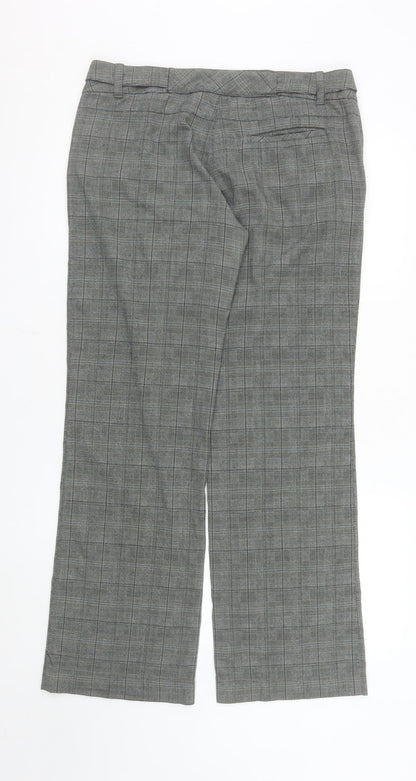 Red Herring Women's Grey Check Straight Leg Trousers Size 12