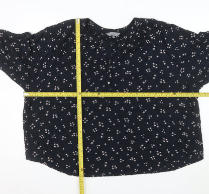 Principles Women Blue Star Print V-Neck 3/4 Sleeve Blouse Size 20