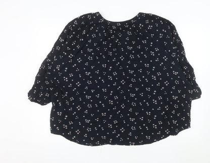 Principles Women Blue Star Print V-Neck 3/4 Sleeve Blouse Size 20