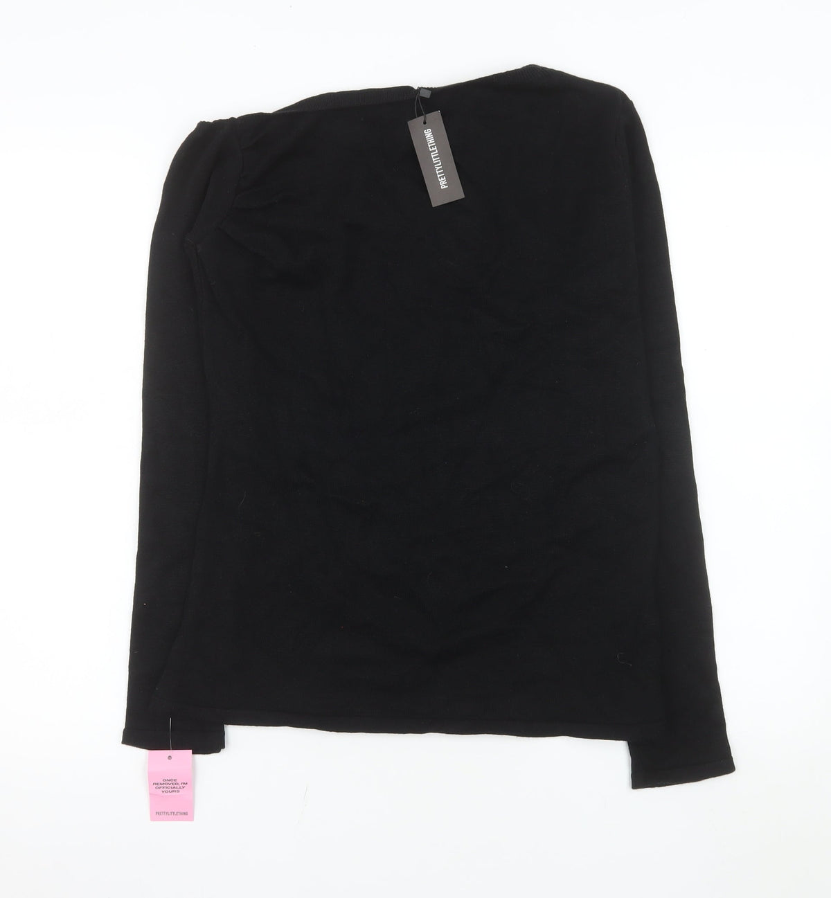 PRETTYLITTLETHING Women Black Long Sleeve Basic Jersey Top L
