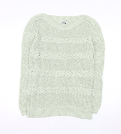 Damart Womens Green Cable-Knit Crew Neck Jumper Size 18