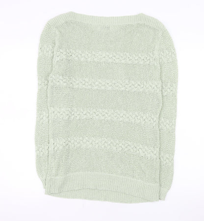 Damart Womens Green Cable-Knit Crew Neck Jumper Size 18