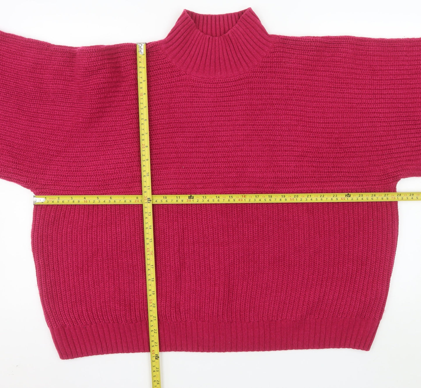 Threadbare Women Pink High Neck Chunky Knit Pullover Jumper Size 22