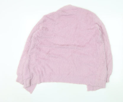 Next Girls Pink Fluffy Soft Jacket 15 Years Faux Fur Feel Open Front