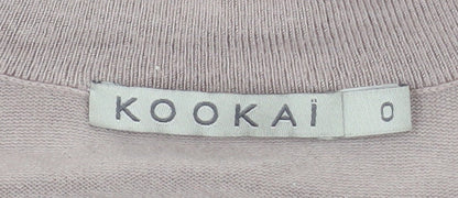 Kookai Women Beige Wrap Knit Mini Dress Size 6 Long Sleeve