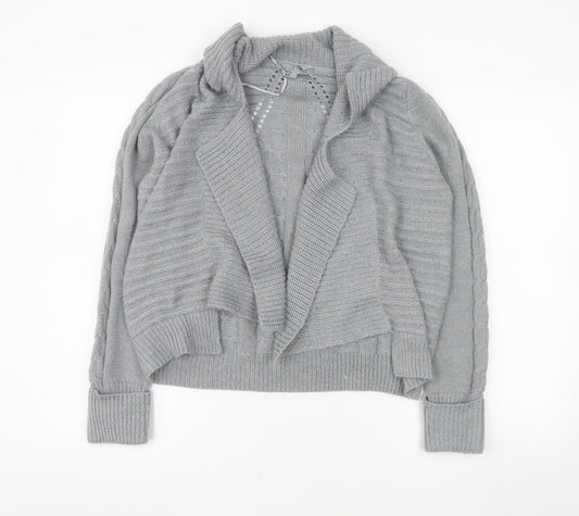 Marks and Spencer Women Grey Petite 14 Cable Knit Cardigan