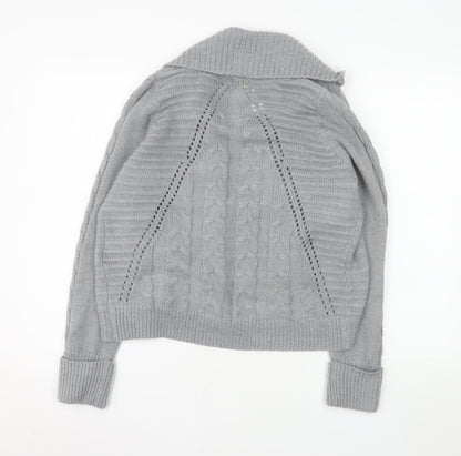 Marks and Spencer Women Grey Petite 14 Cable Knit Cardigan