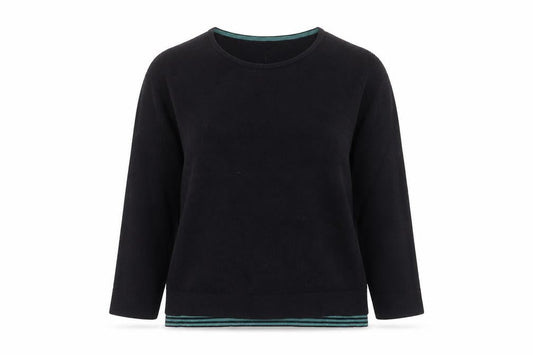 White Stuff Women's Black Cotton Blend Crew Neck Jumper Size 10