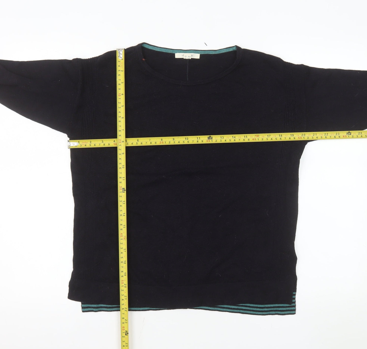 White Stuff Women's Black Cotton Blend Crew Neck Jumper Size 10