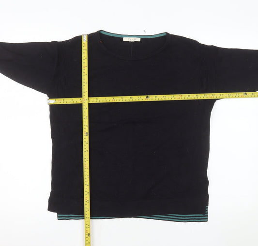 White Stuff Women's Black Cotton Blend Crew Neck Jumper Size 10