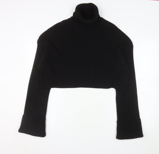 NA-KD Women's Black Roll Neck Ribbed Knit Jumper Size L