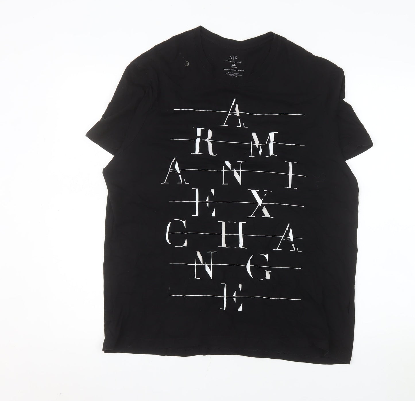 Armani Exchange Men's Black XL Graphic Logo Regular Fit T-Shirt