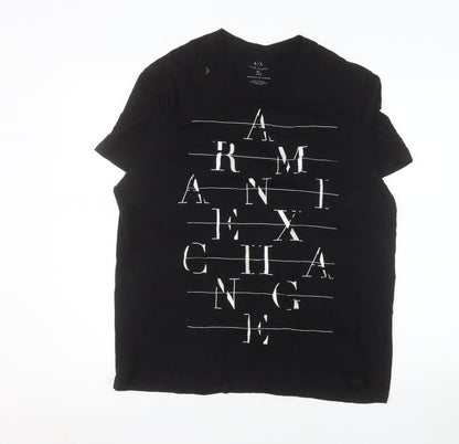 Armani Exchange Men's Black XL Graphic Logo Regular Fit T-Shirt