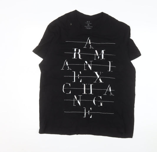 Armani Exchange Men's Black XL Graphic Logo Regular Fit T-Shirt
