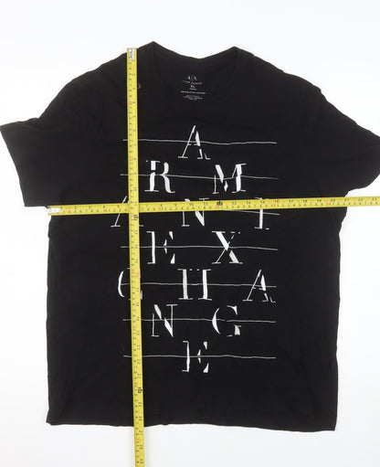 Armani Exchange Men's Black XL Graphic Logo Regular Fit T-Shirt