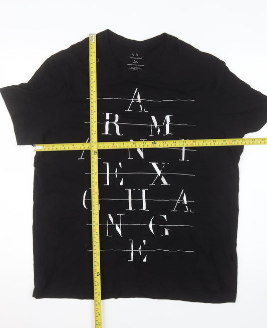 Armani Exchange Men's Black XL Graphic Logo Regular Fit T-Shirt