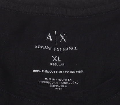 Armani Exchange Men's Black XL Graphic Logo Regular Fit T-Shirt