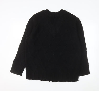 Next Men’s Black Cable Knit V-Neck Jumper Size S Regular Fit