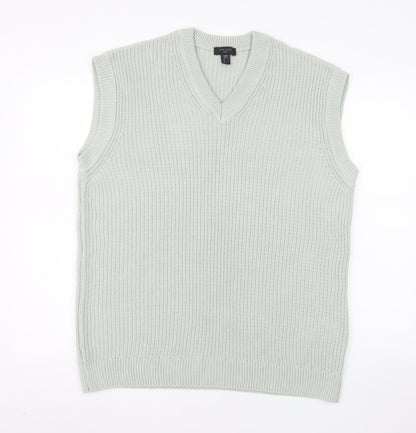 New Look Men Grey Acrylic V-Neck Knit Sleeveless Vest L