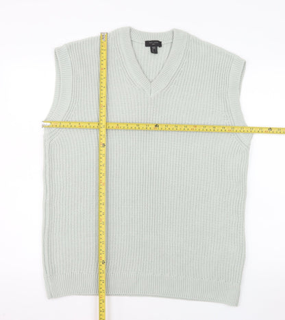New Look Men Grey Acrylic V-Neck Knit Sleeveless Vest L