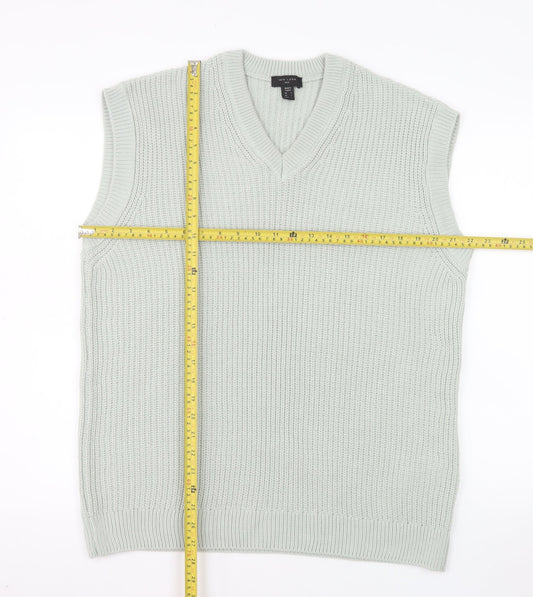 New Look Men Grey Acrylic V-Neck Knit Sleeveless Vest L