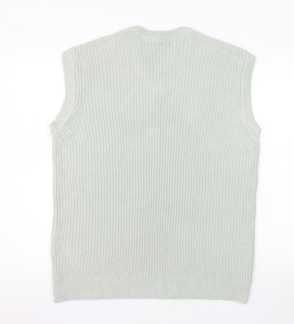 New Look Men Grey Acrylic V-Neck Knit Sleeveless Vest L