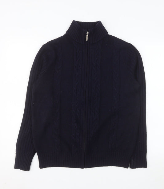 Bäumler Men’s Blue Wool Blend Full Zip Knit Jacket L