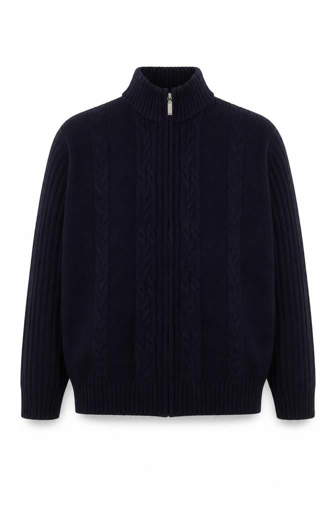 Bäumler Men’s Blue Wool Blend Full Zip Knit Jacket L