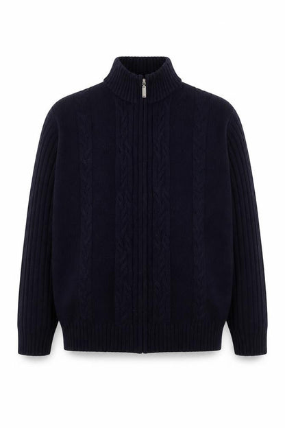 Bäumler Men’s Blue Wool Blend Full Zip Knit Jacket L
