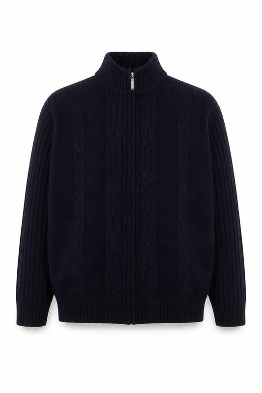 Bäumler Men’s Blue Wool Blend Full Zip Knit Jacket L