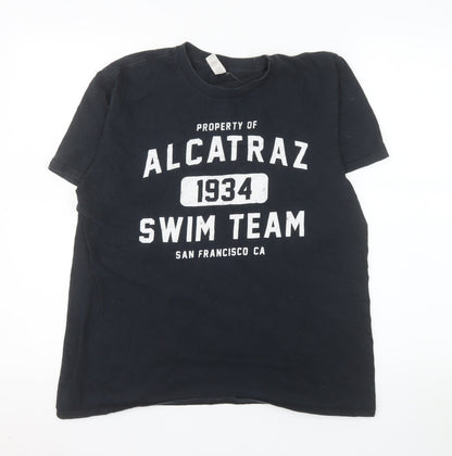 Anvil Men's Black Alcatraz Swim Team 1934 Graphic T-Shirt Size M