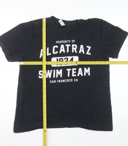 Anvil Men's Black Alcatraz Swim Team 1934 Graphic T-Shirt Size M