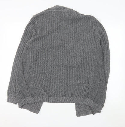 River Island Men's Grey Knit Open Cardigan Size L