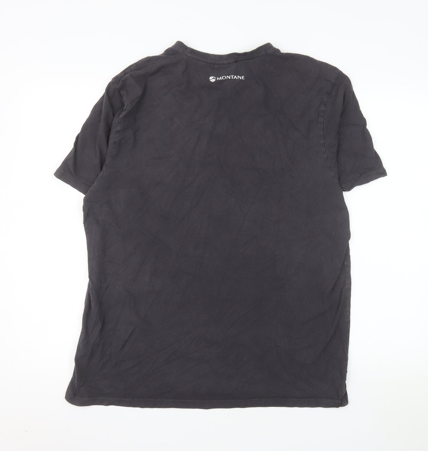 Montane Men’s Black Organic Cotton Graphic T-Shirt XL Outdoor Crew Neck