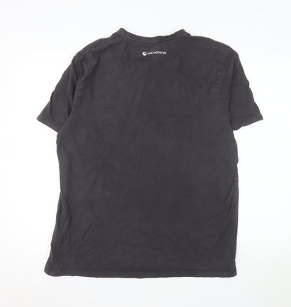 Montane Men’s Black Organic Cotton Graphic T-Shirt XL Outdoor Crew Neck